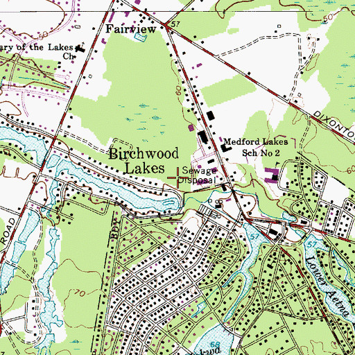 Topographic Map of Birchwood Lakes, NJ