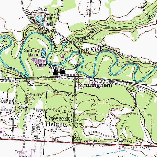Topographic Map of Birmingham, NJ