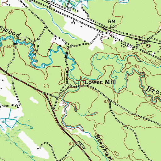 Topographic Map of Bisphams Mill Creek, NJ