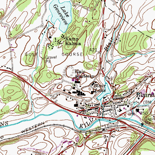Topographic Map of Blair Academy, NJ