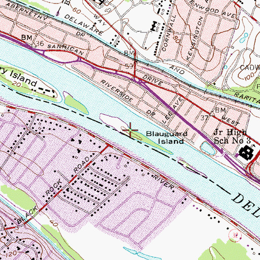 Topographic Map of Blauguard Island, NJ
