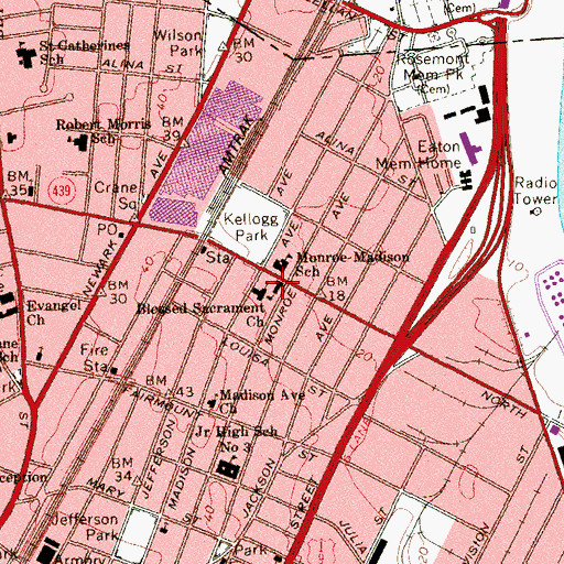 Topographic Map of Blessed Sacrament Church, NJ