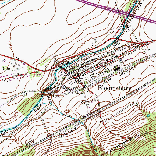 Topographic Map of Bloomsbury, NJ