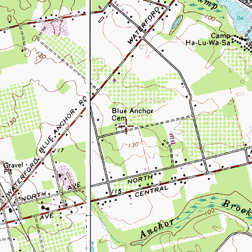 Topographic Map of Blue Anchor Cemetery, NJ