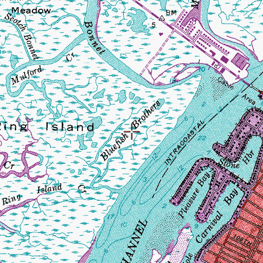 Topographic Map of Bluefish Brothers, NJ