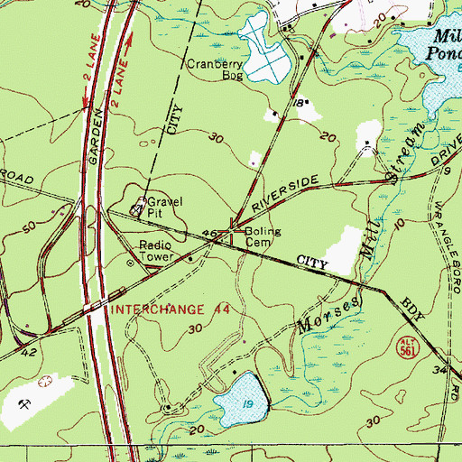 Topographic Map of Boling Cemetery, NJ