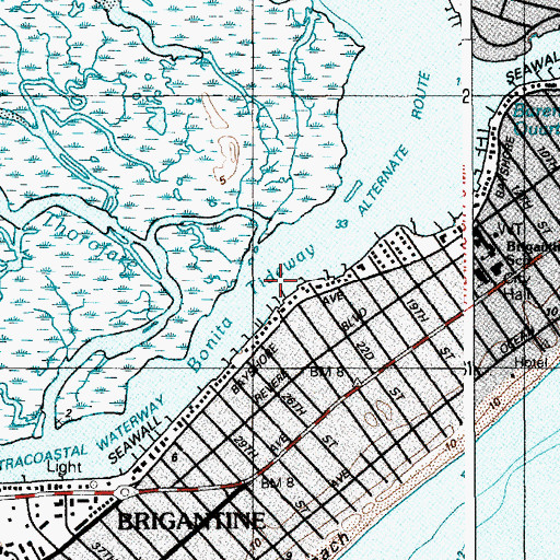 Topographic Map of Bonita Tideway, NJ