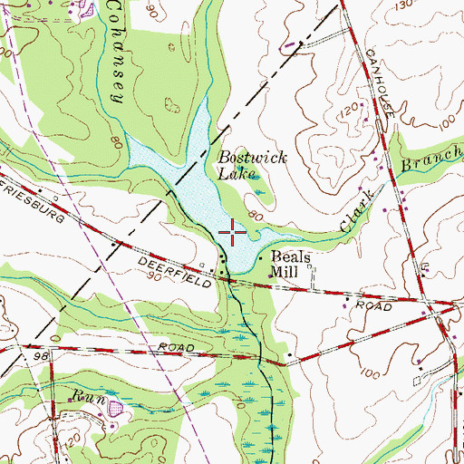 Topographic Map of Bostwick Lake, NJ