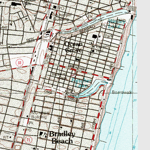 Topographic Map of Boswell Park, NJ