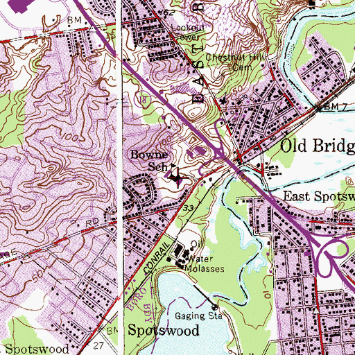 Topographic Map of Bowne Munro Elementary School, NJ