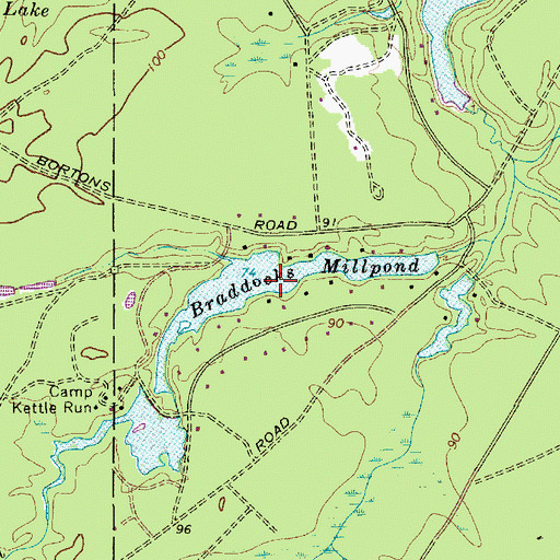 Topographic Map of Braddocks Millpond, NJ