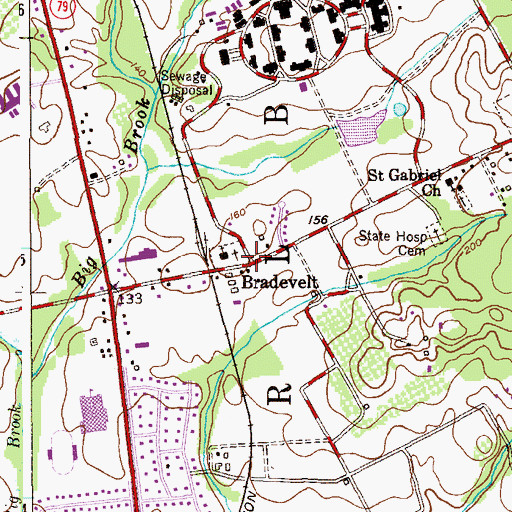 Topographic Map of Bradevelt, NJ