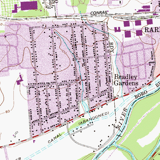 Topographic Map of Bradley Gardens, NJ