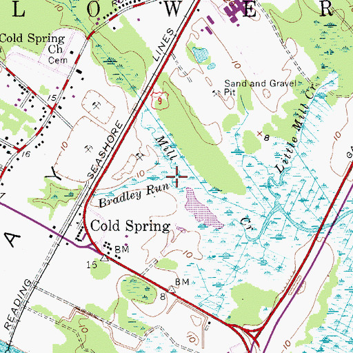 Topographic Map of Bradley Run, NJ