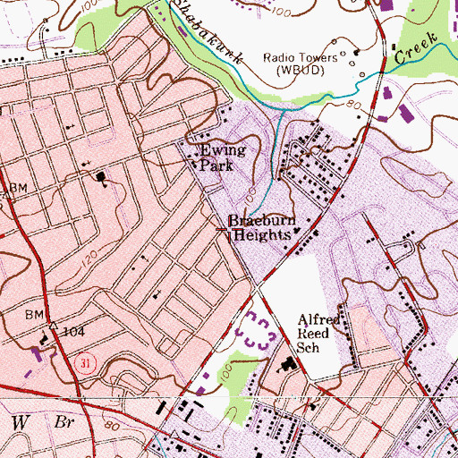 Topographic Map of Braeburn Heights, NJ