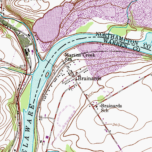 Topographic Map of Brainards, NJ