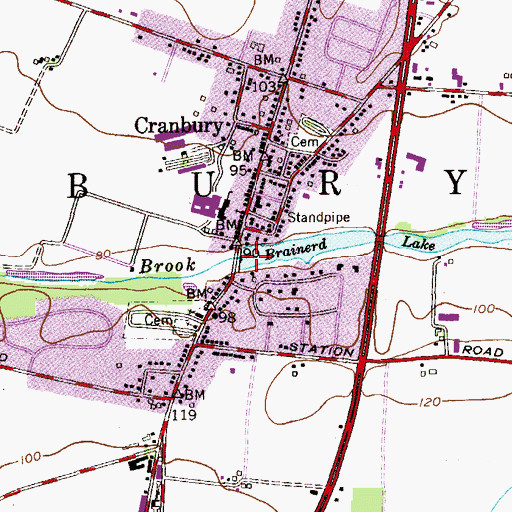 Topographic Map of Brainerd Lake, NJ