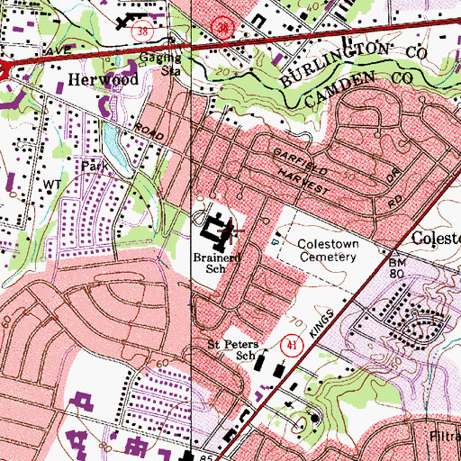 Topographic Map of Brainerd School, NJ