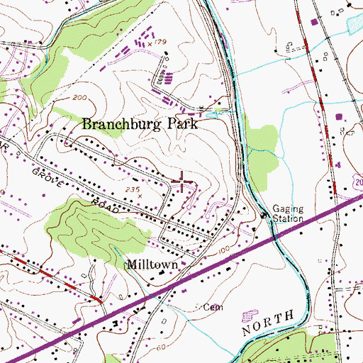 Topographic Map of Branchburg Park, NJ