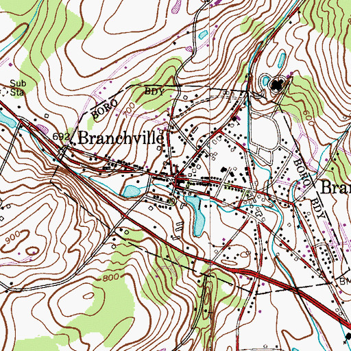 Topographic Map of Branchville, NJ