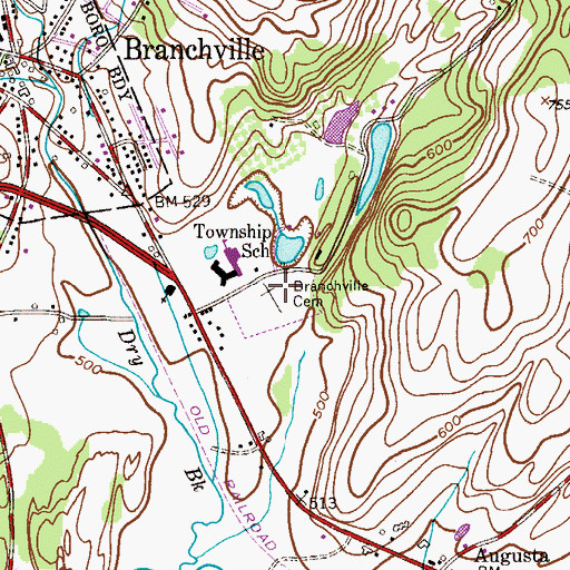Topographic Map of Branchville Cemetery, NJ