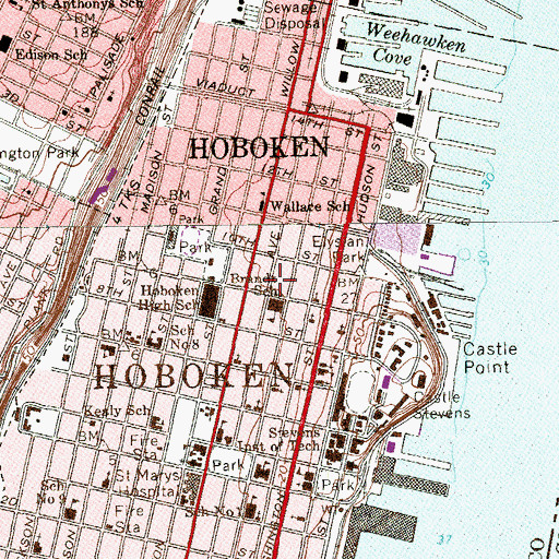 Topographic Map of Joseph F Brandt Middle School, NJ
