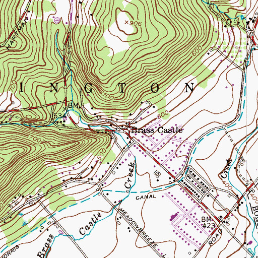 Topographic Map of Brass Castle, NJ