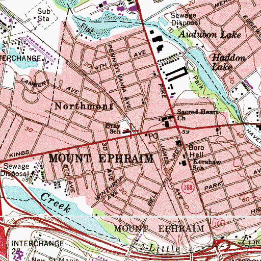 Topographic Map of Mary Bray Elementary School, NJ