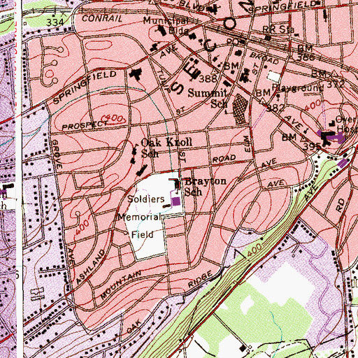 Topographic Map of Brayton Elementary School, NJ