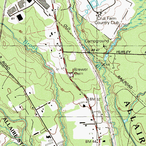 Topographic Map of Brewer Cemetery, NJ