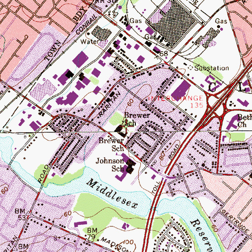 Topographic Map of Charles H Brewer School, NJ