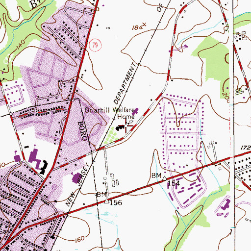 Topographic Map of Briarhill Welfare Home, NJ