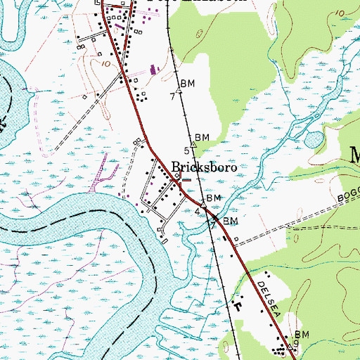 Topographic Map of Bricksboro, NJ