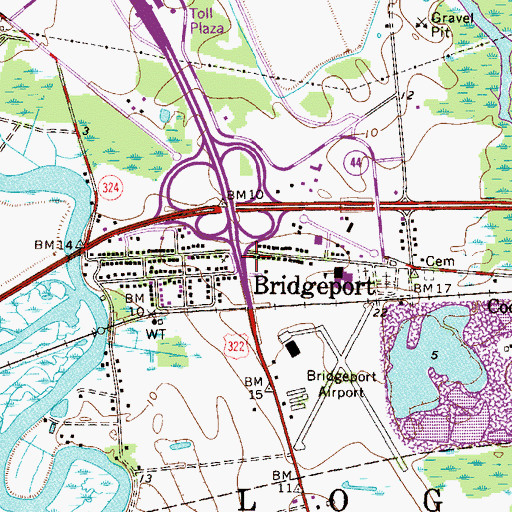 Topographic Map of Bridgeport, NJ