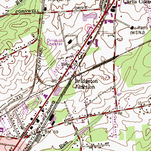 Topographic Map of Bridgeton Junction, NJ