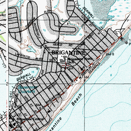 Topographic Map of Brigantine, NJ