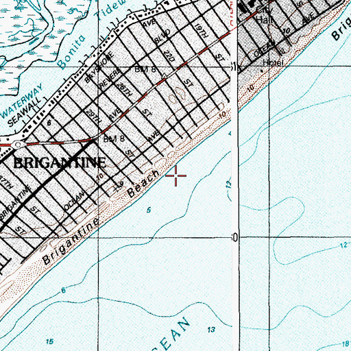Topographic Map of Brigantine Beach, NJ