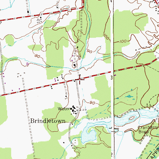 Topographic Map of Brindletown, NJ
