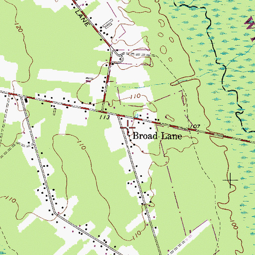 Topographic Map of Broad Lane, NJ