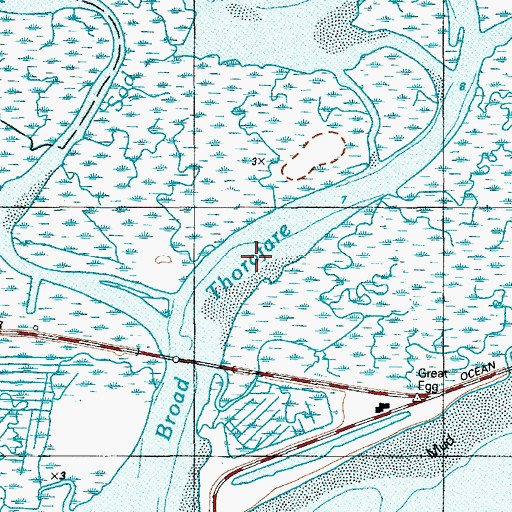 Topographic Map of Broad Thorofare, NJ