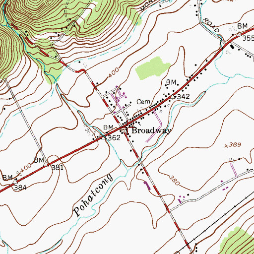 Topographic Map of Broadway, NJ
