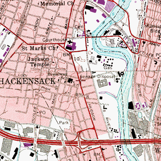 Topographic Map of Broadway School, NJ