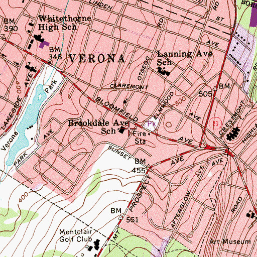 Topographic Map of Brookdale Avenue Elementary School, NJ