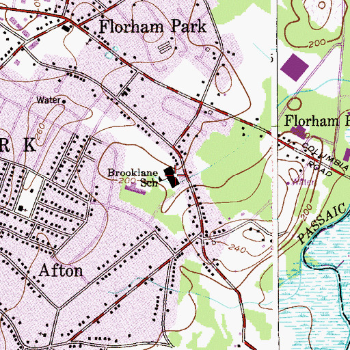 Topographic Map of Brooklake Elementary School, NJ