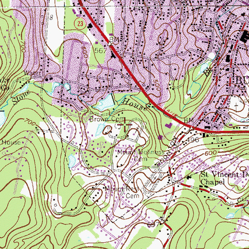 Topographic Map of Brown Cemetery, NJ