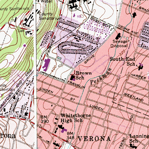 Topographic Map of F N Brown Elementary School, NJ