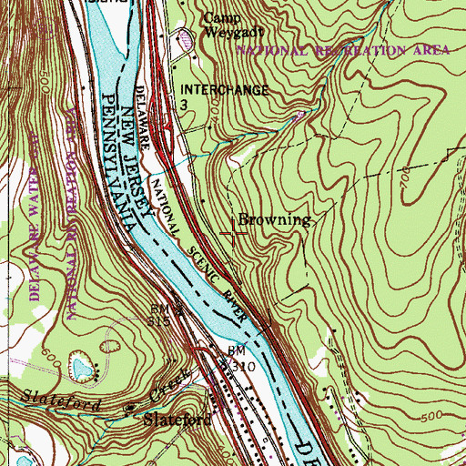 Topographic Map of Brownings, NJ
