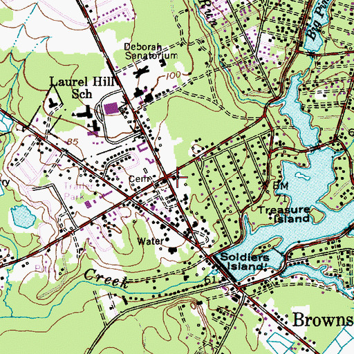 Topographic Map of Browns Mills, NJ