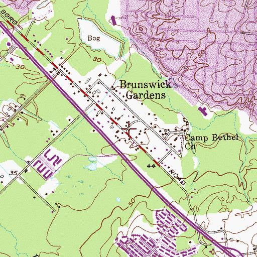 Topographic Map of Brunswick Gardens, NJ
