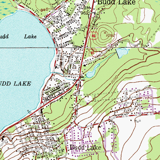 Topographic Map of Budd Lake, NJ